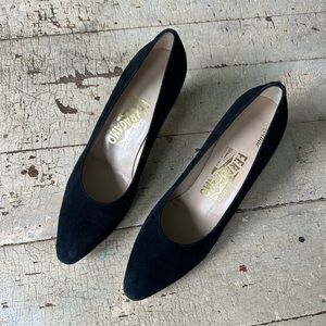 Salvatore Ferragamo Black Suede Heels
